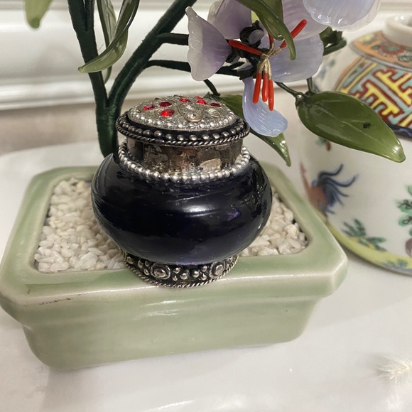Antique silver & Amber ring box